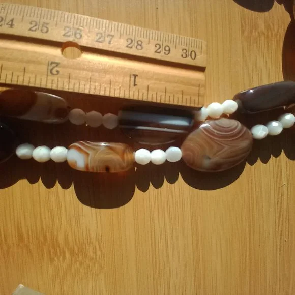 Jay King DTR mine finds stripped Agate and MOP 36 inch necklace 925 - Picture 3 of 13